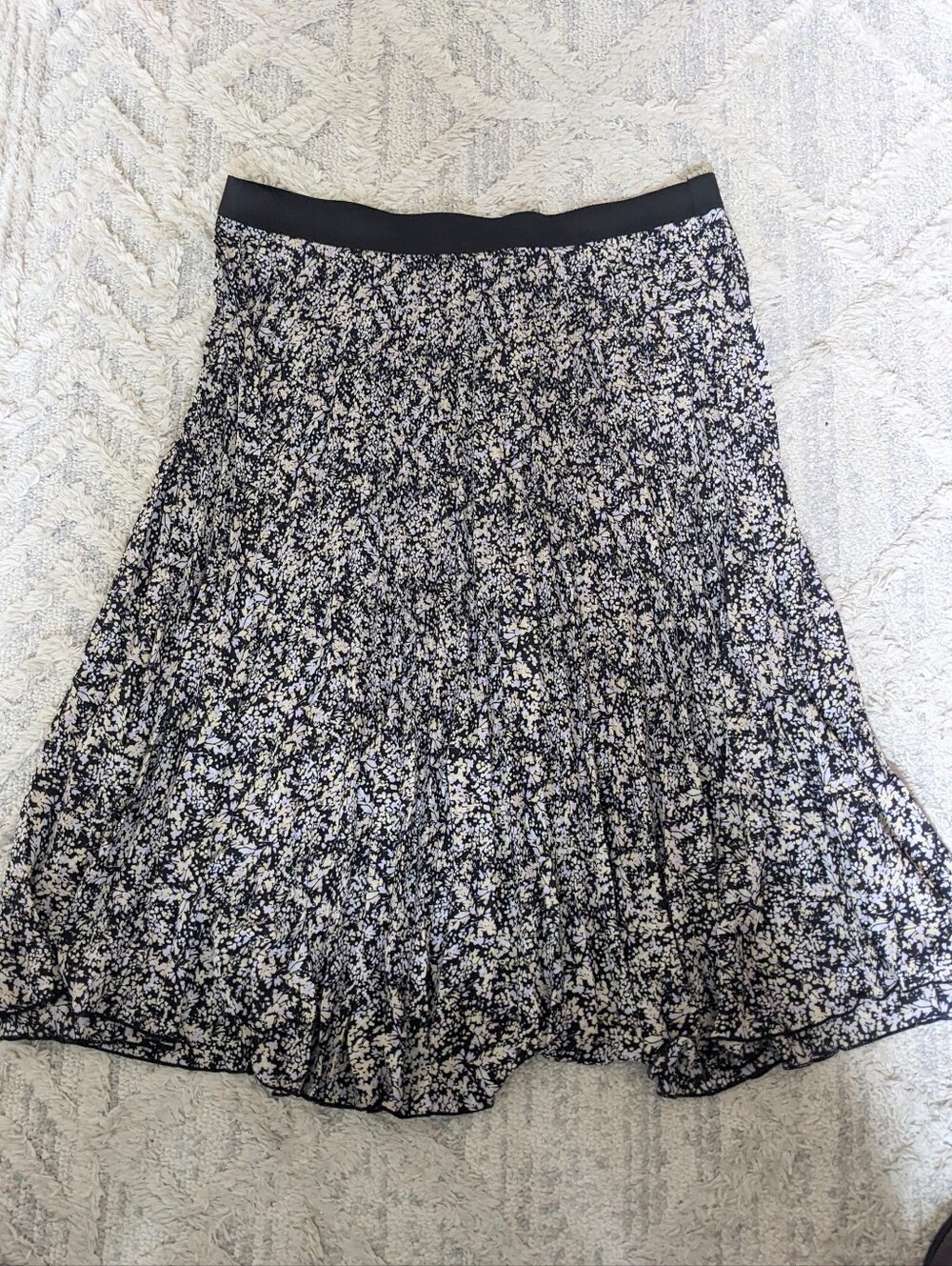 Vince Camuto Floral Pleated Midi Skirt XXL Elastic Waist Moody Romantic